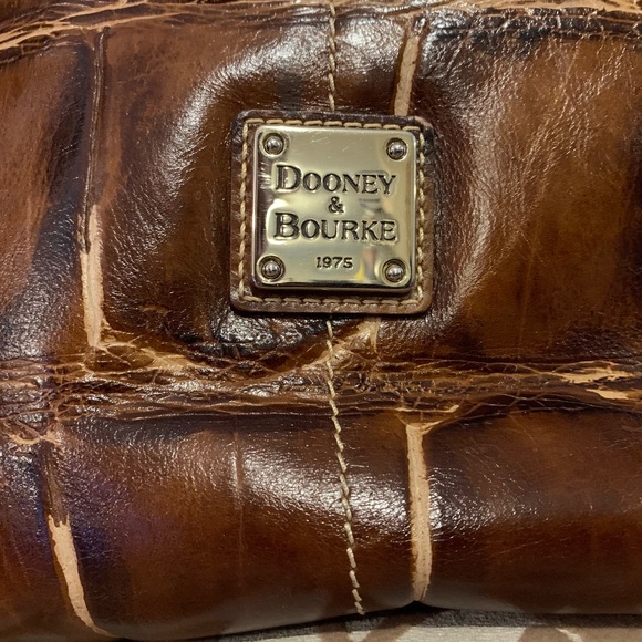 Dooney & Bourke Crocodile Embossed Leather Satchel Dark Brown - Picture 4 of 6